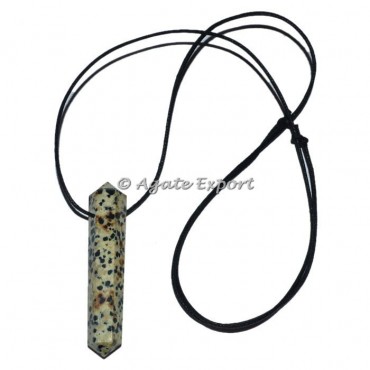 Dalmatian jasper Double Point Focal Pendants with Lather Cord