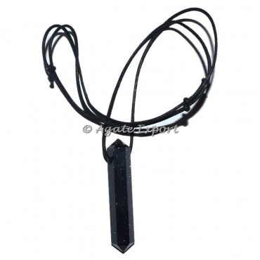 Blue Sunstone Double Point Focal Pendants with Lather Cord
