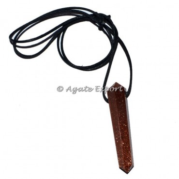 Thrid Eyen Sunstone Double Point Focal Pendants with Lather Cord