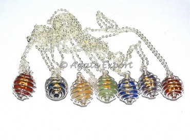 Sanskrit Chakra Tumbled Set With Silver Chain