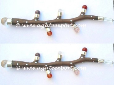 Rose Wood Tree Wand With Mix Agate Balls.