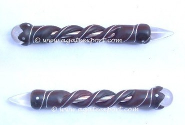 Rosewood Crystal Quartz Wands.