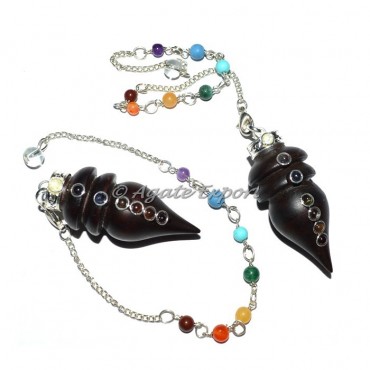 Rose Wood Egyptian Carved Chakra Cab Pendulums