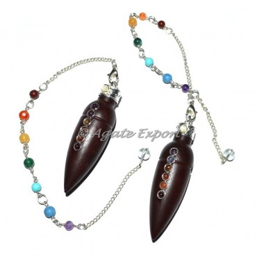Rose Wood Drop Double Cut Chakra Cab Pendulums