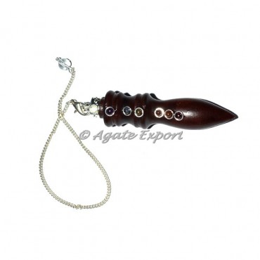 Rose Wood drop Cut Chakra Pendulums