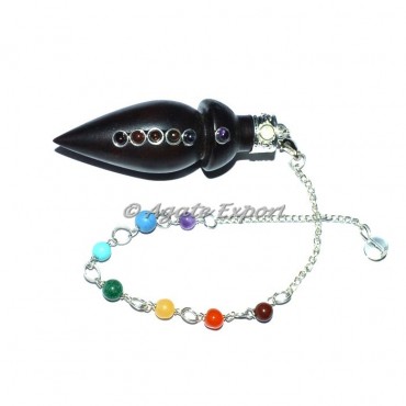 Rose Wood Double Cut Chakra Pendulums