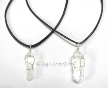 Crystal Quartz Wrap Pencil Wrap Pendants.