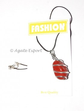 Red Jasper Tumbled Wrap Pendant