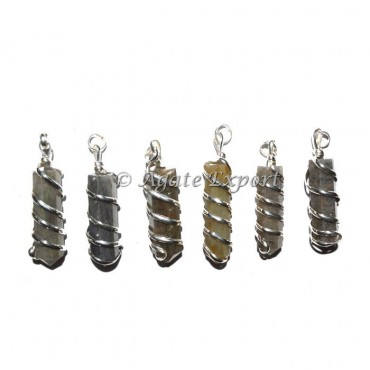 Blue Aventurine Pencil Wrap Pendants