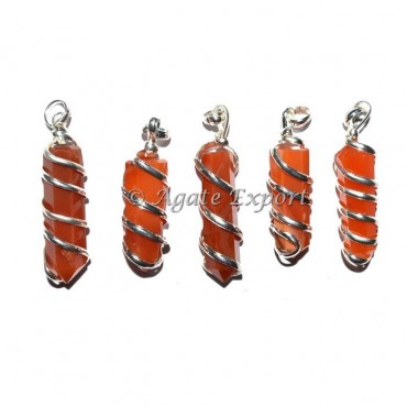 Carnelian Pencil Wrap Pendants