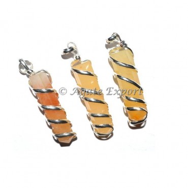 Yellow Aventurine Pencil Wrap Pendants