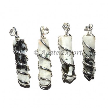 Rainbow Moonstone Wrap Pencil Pendants