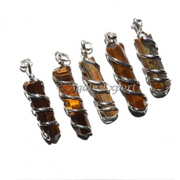 Tiger Eye Pencil Wrap Pendants