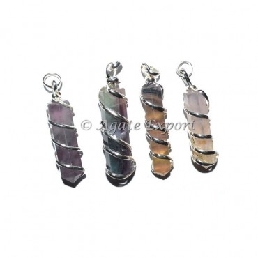 Flourite Pencil Wrap Pendants