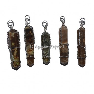 Fancy Jasper Double Point Wrap Pendants