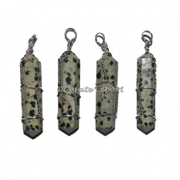 Dalmatian jasper Double Point Wrap pendants