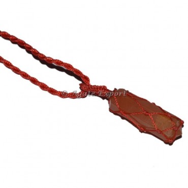 Carnelian Red Cord Wire Wrapped Pendants