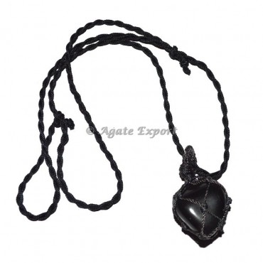 Black Agate Wire Wrapped Pendants