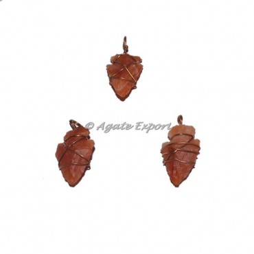 Carnelian Arrowhead Wire Wrap Pendant