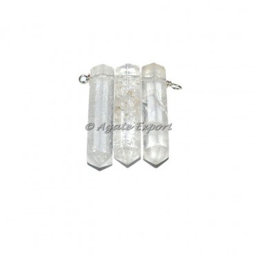 Crystal Quartz Joint Pencil Wrapped Pendants