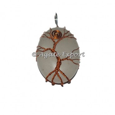 White Quartz Tree of life wrap Pendants