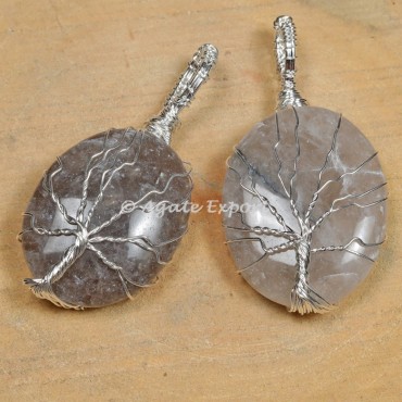 Smokey Quartz Silver Wire Wrapped Pendants