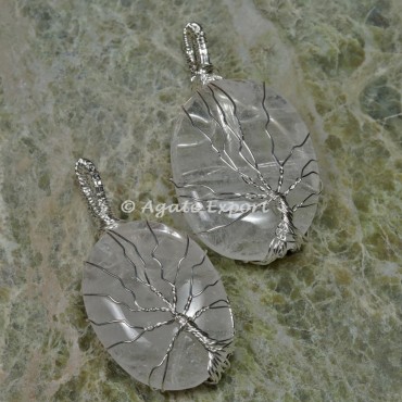 Crystal Quartz Silver Wire Wrapped Pendants