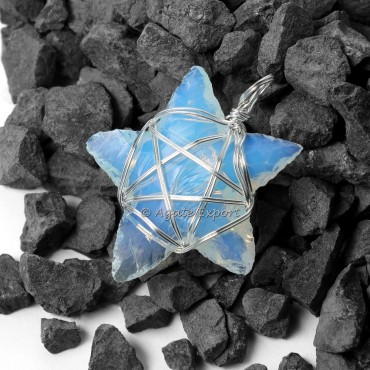 Oplaite Star with Star Wrap Healing Pendants