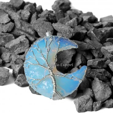 Oplaite Moon with Tree of life Healing Pendants