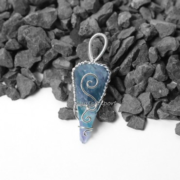 Multi Fluorite Six Faceted Wire Warp Healing Pendants