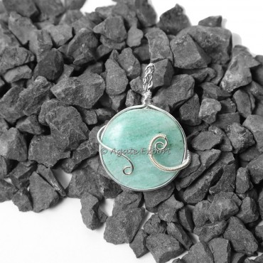 Green Aventurine Circle Wire Warp Healing Pendants