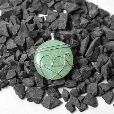 Green Aventurine Heart Shape Wire Wrap Pendants