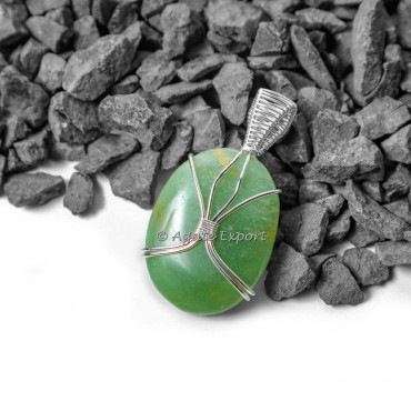 Green Aventurine Oval WireWrap Healing Pendants