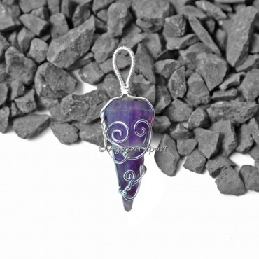 Multi Fluorite Six Faceted Wire Warp Healing Pendants