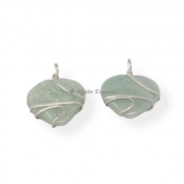 Light Green Aventurine Heart Wire Wrap Pendant