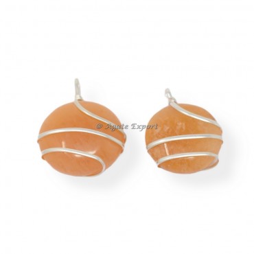 Golden Quartz Round Wire Wrap Pendant