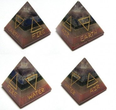 Seven Chakra 5 Elements Engraved Pyramid