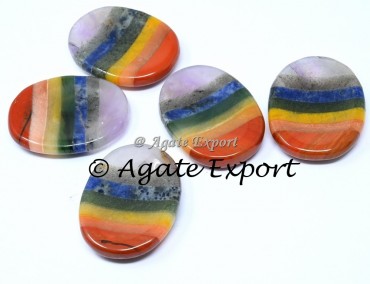 Seven Chakra Bonded Oval Worry Stone