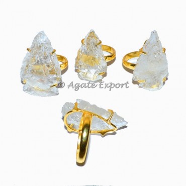 Crystal Quartz Arrowheads Rings